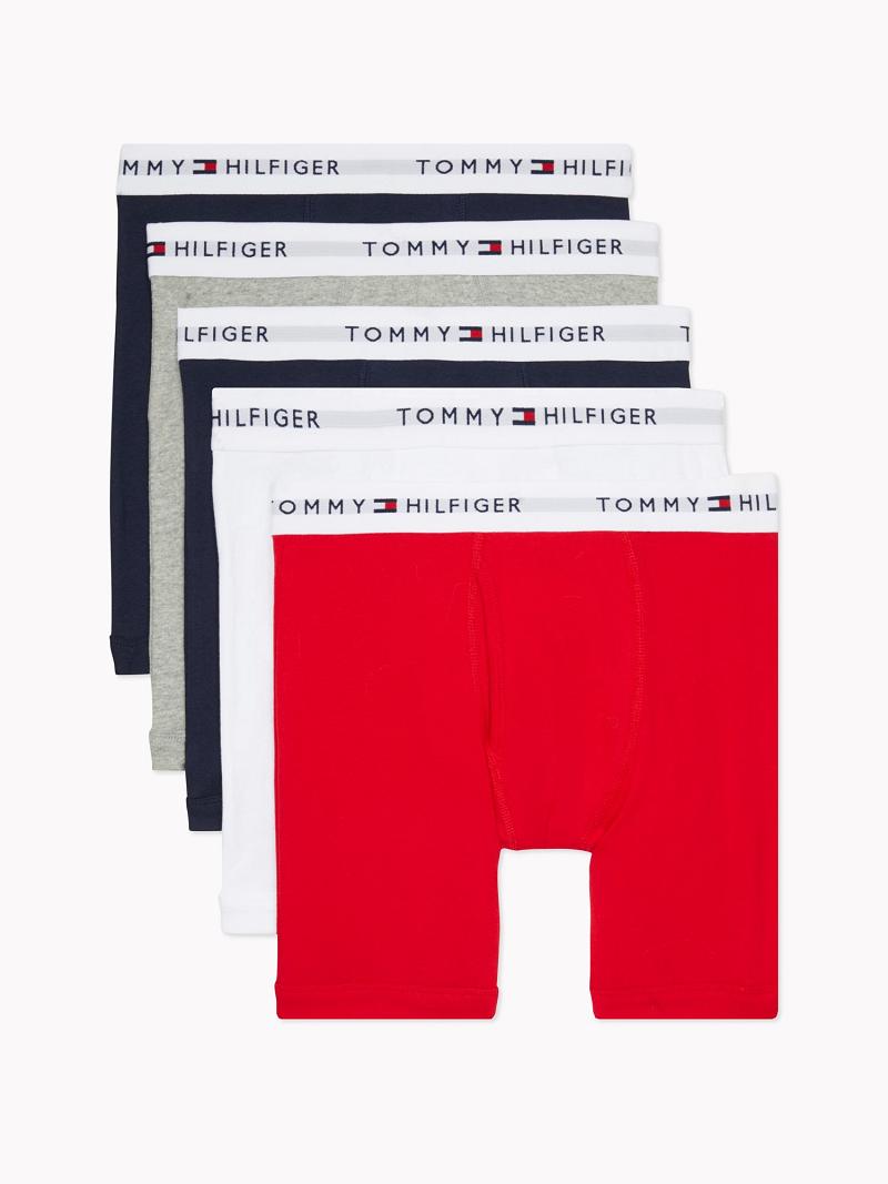 Férfi Tommy Hilfiger Pamut classics boxer brief 5pk Boxer Briefs Piros | HU 1373XYU